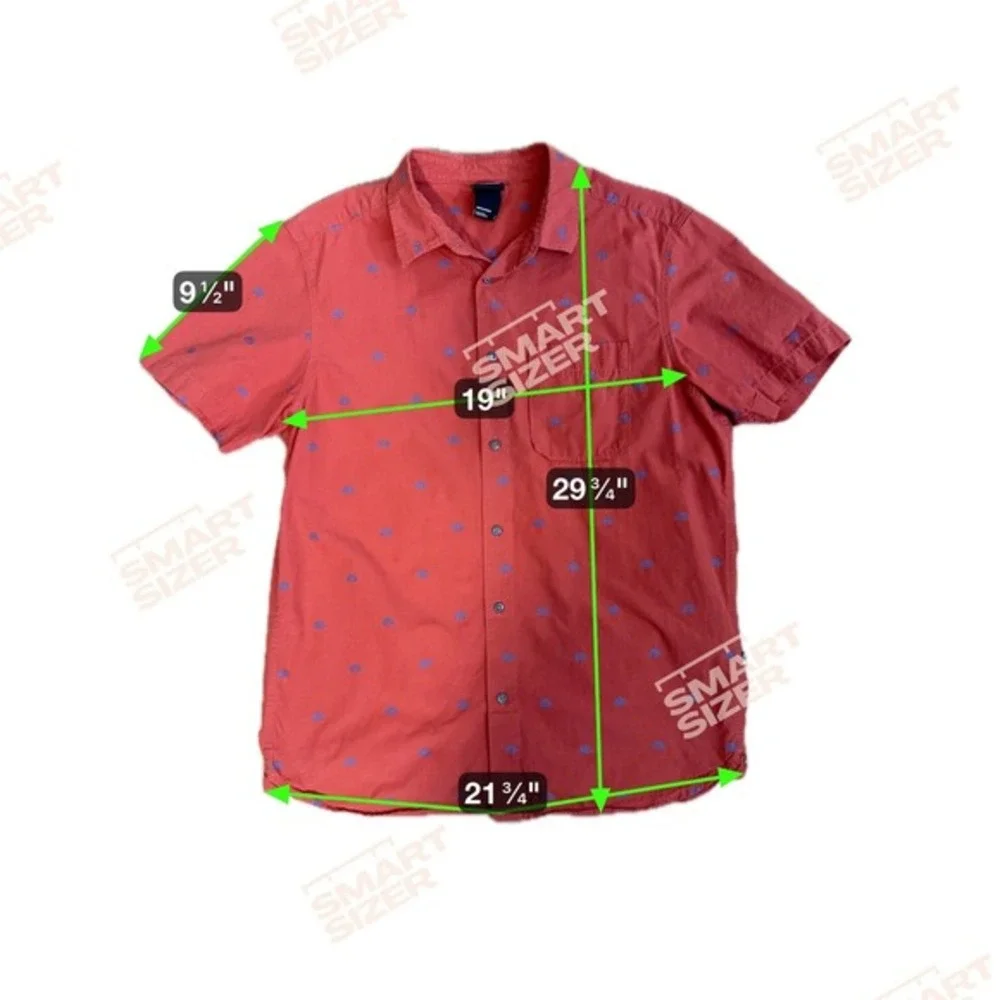 The North Face Mens Large Button Up Shirt‎ Red Blue Geometric Print Short Sleeve